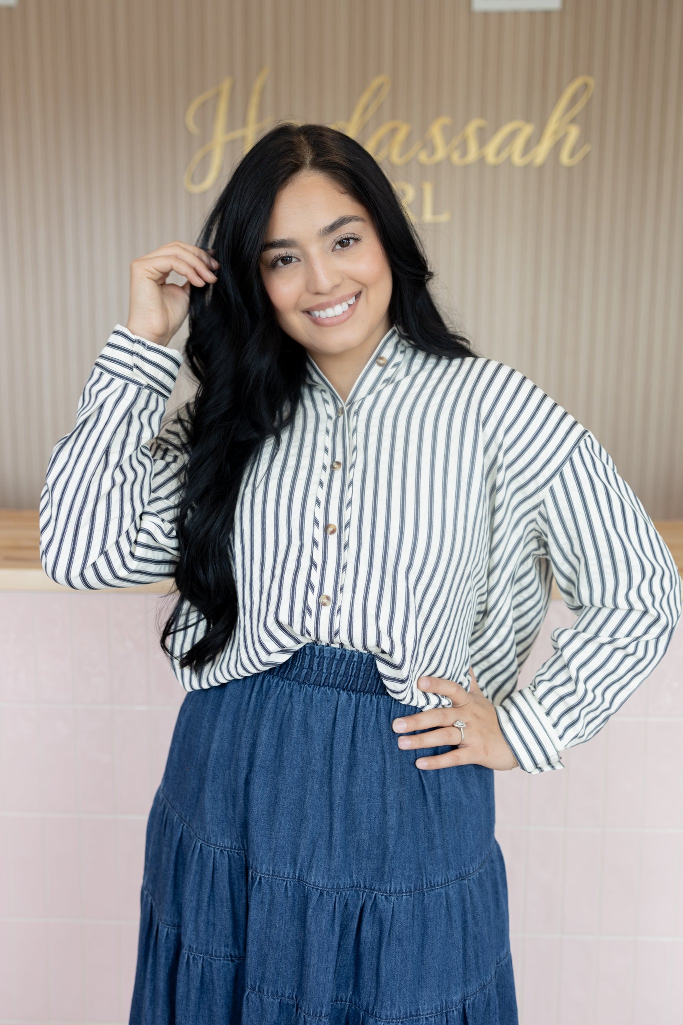 Ada Navy Blouse