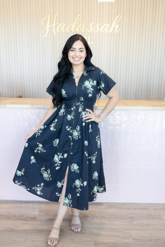 Greece Black Midi Dress