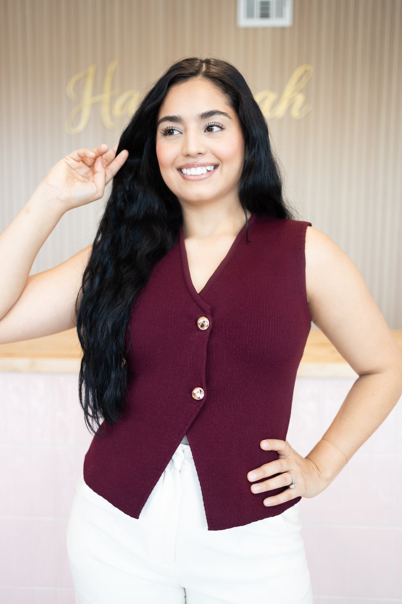 Samira Wine Sweater Vest
