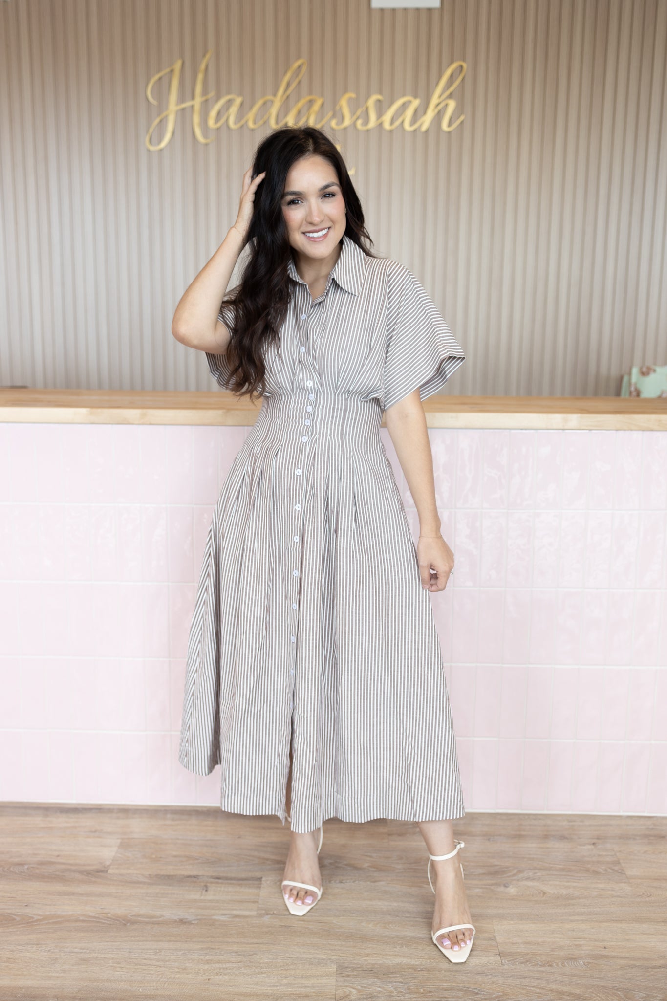 Evelyn Brown Stripe Dress