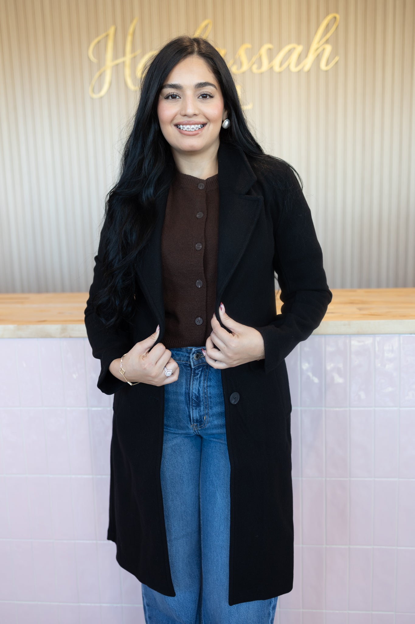 Azary Black Long Coat