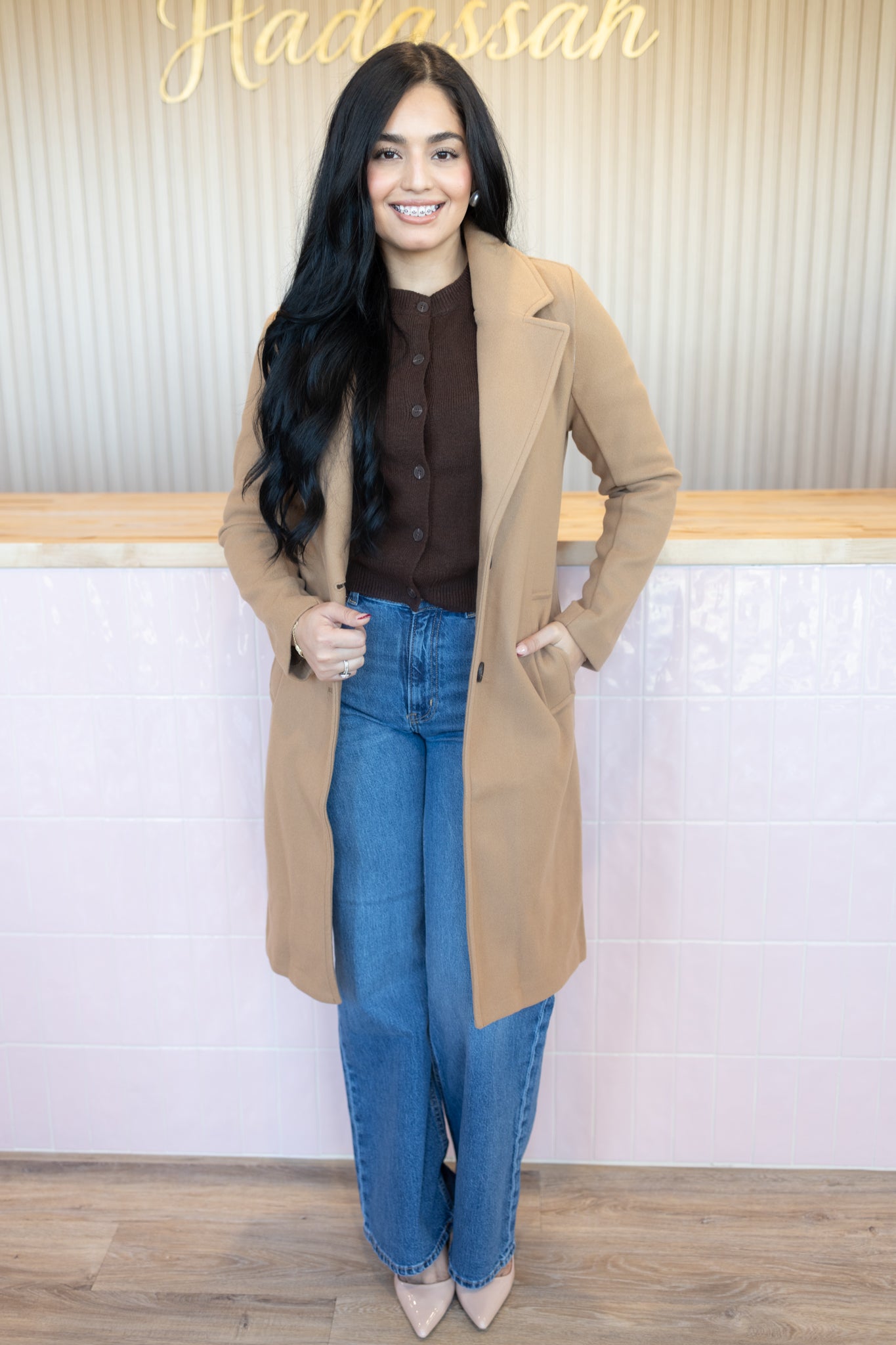 Azary Camel Long Coat