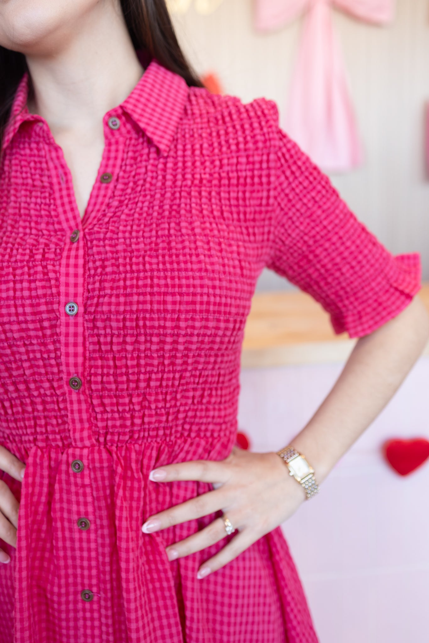 Mabel Pink Gingham Dress