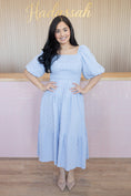 Load image into Gallery viewer, Blue star rose midi dress
