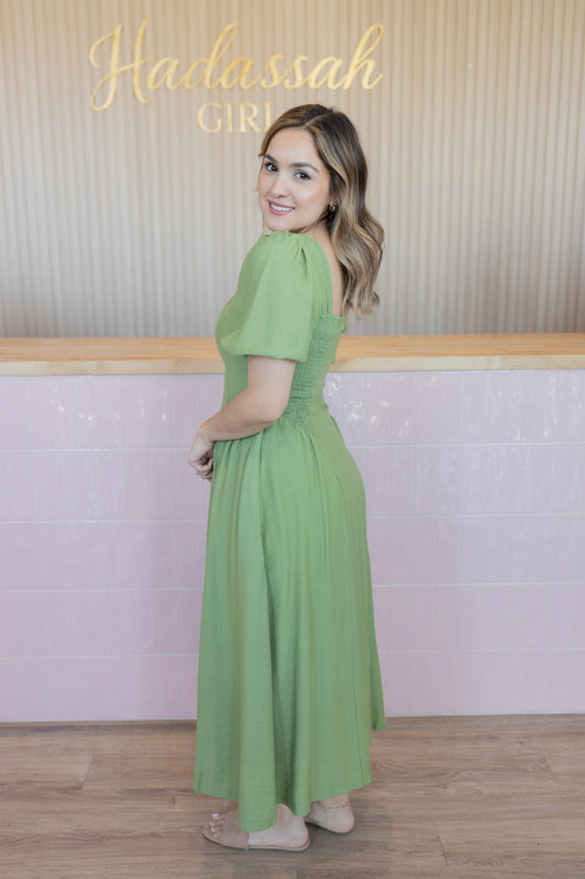 Elbony Green Petal Dress