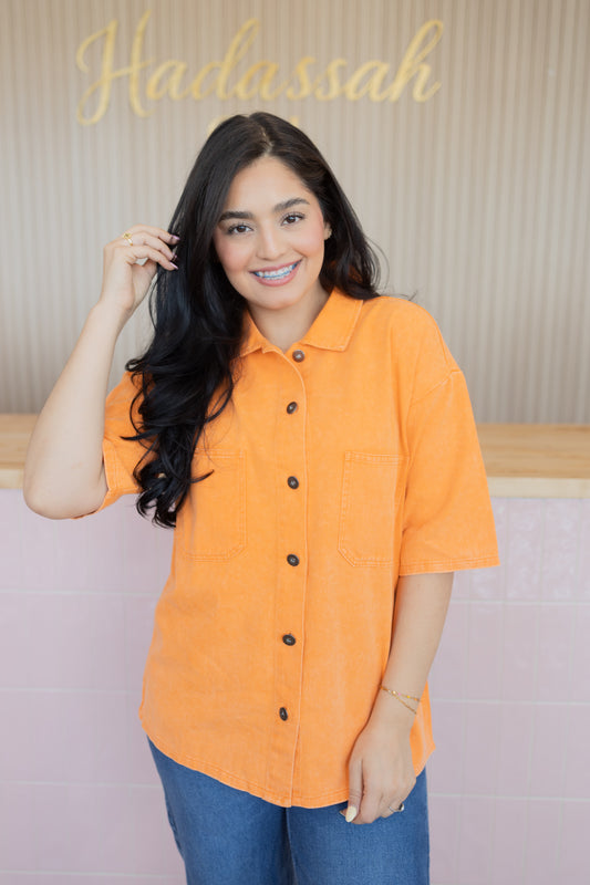 Easy days orange washed shirt