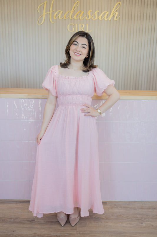 PRE-ORDER Zoey pink midi dress