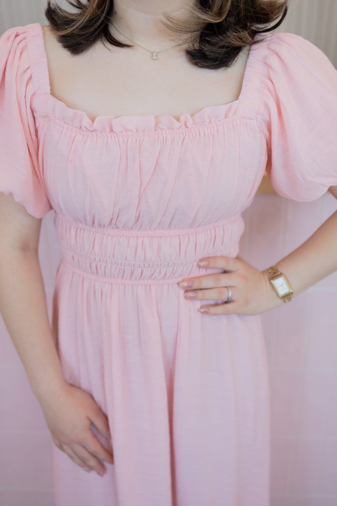 Zoey pink midi dress