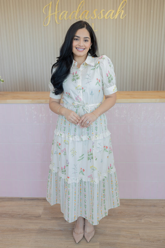 Botanical Flowers Midi dress