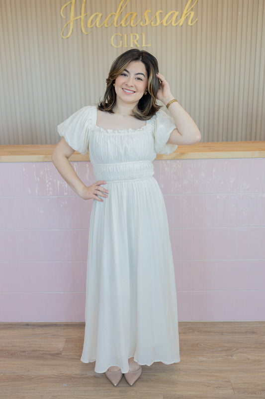 Zoey cream midi dress