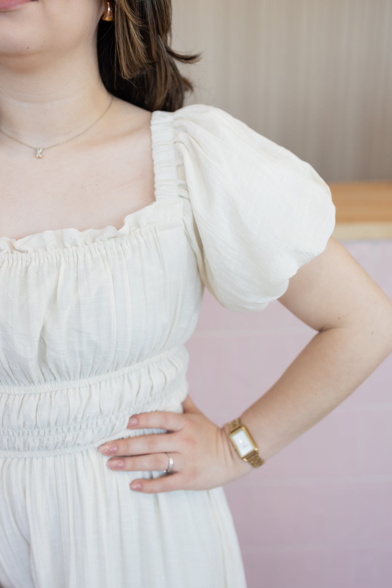 Zoey cream midi dress