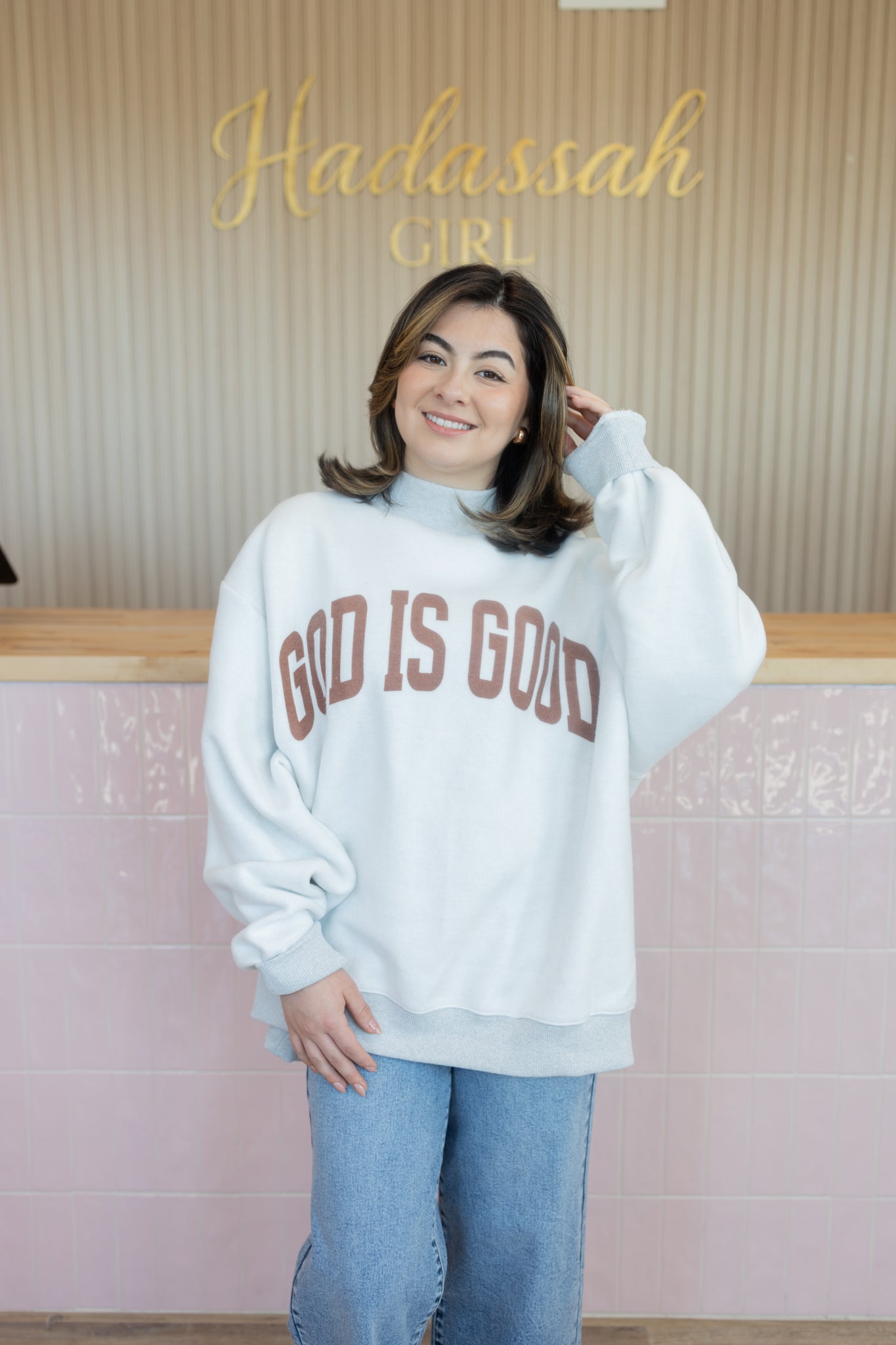 JESUS REVERSIBLE PINK SWEATER
