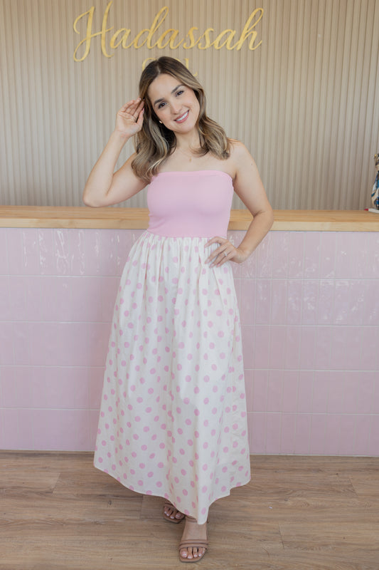 BLUSHING POLKA DOT DRESS