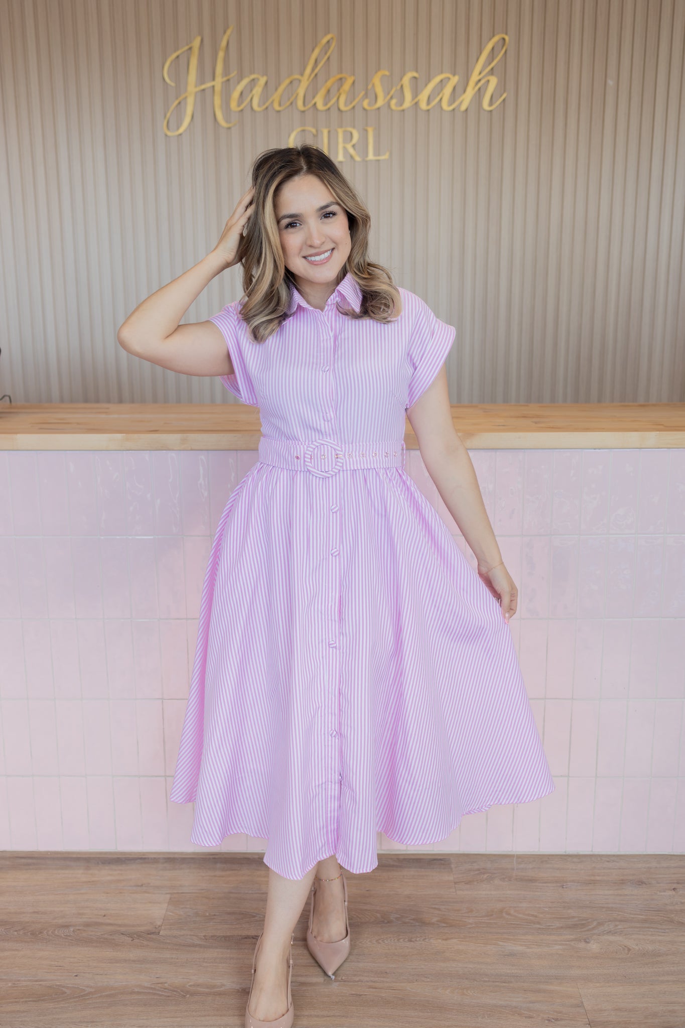 BELLA PINK MIDI DRESS