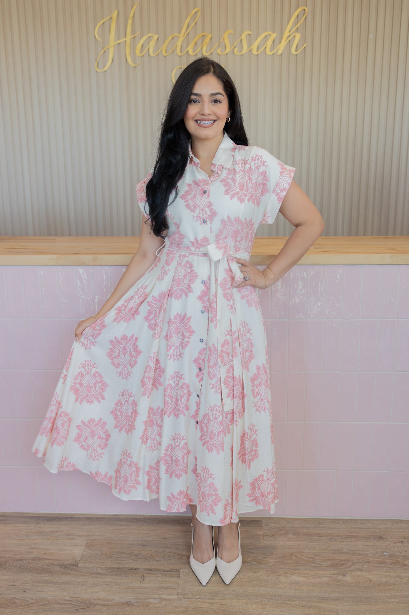 ANGELA PINK FLORAL DRESS