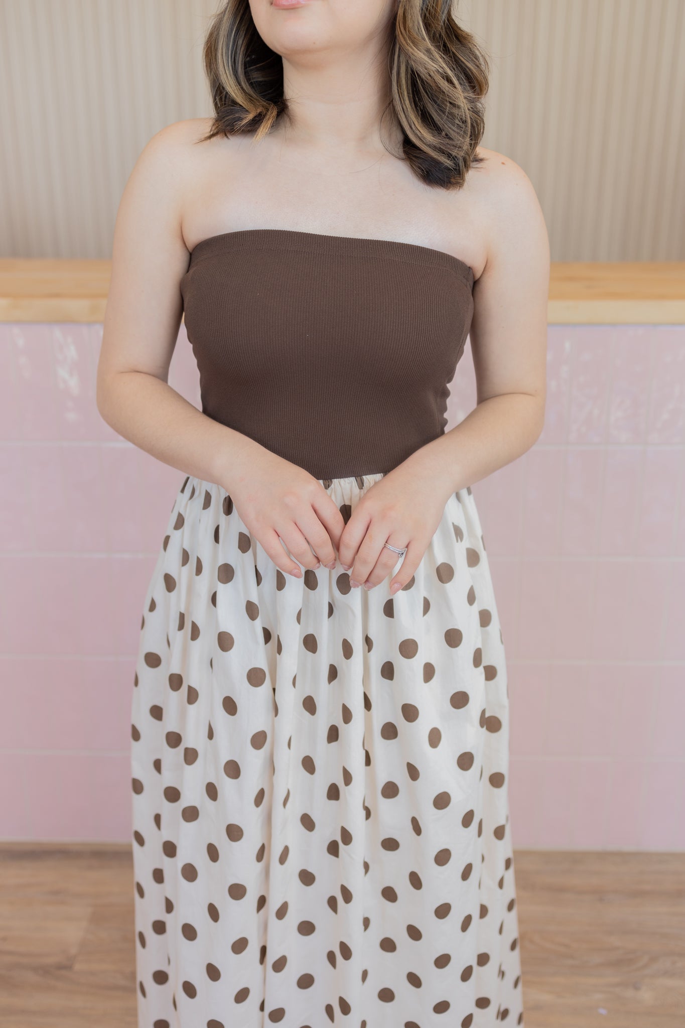 BLUSHING BROWN PD DRESS
