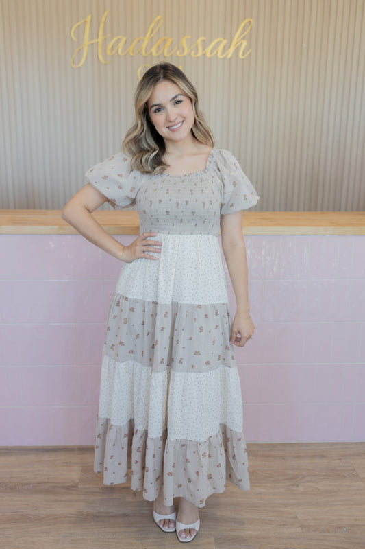 ELIANNA BROWN/CREAM DRESS