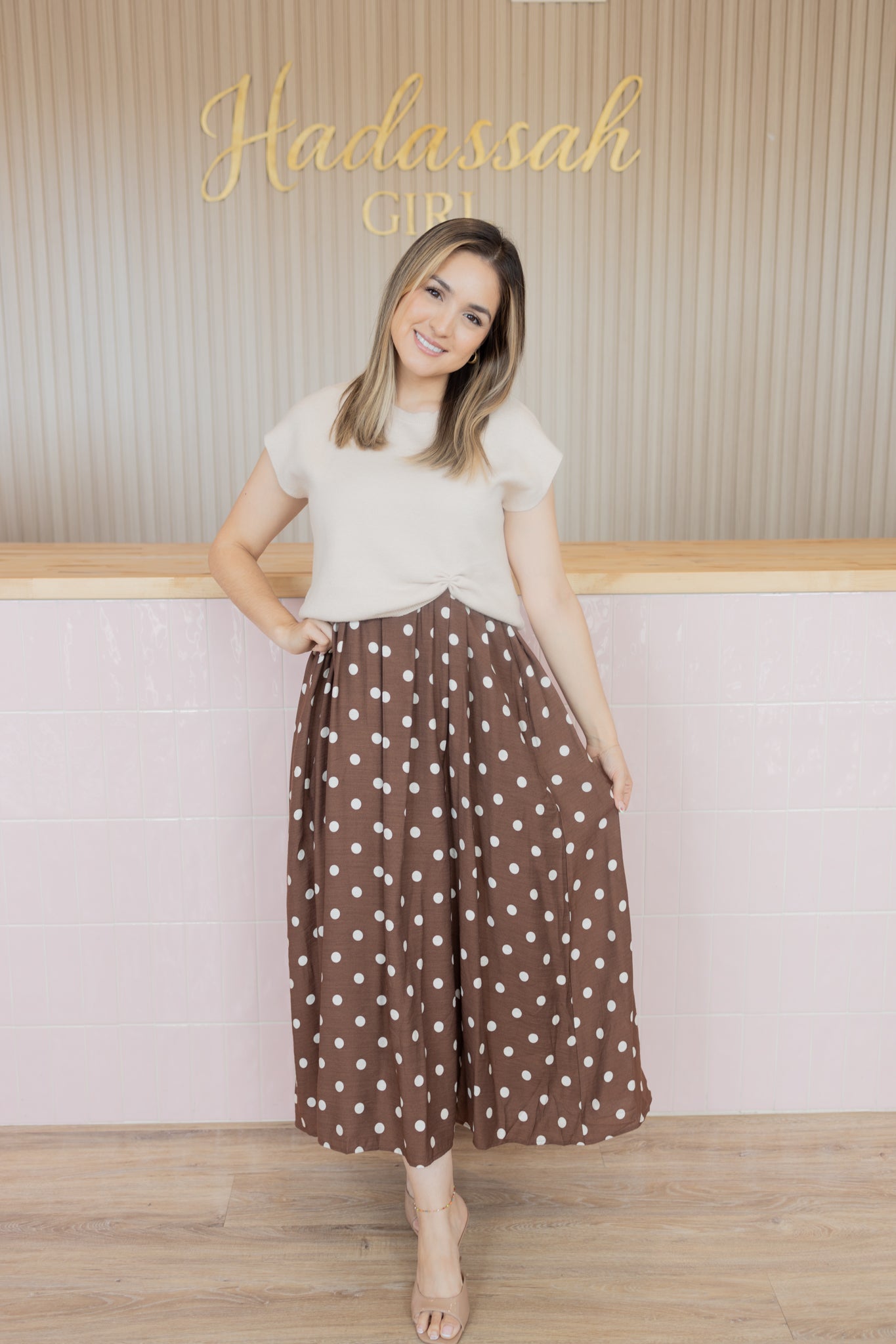 IVY POLK DOT ECRU  DRESS