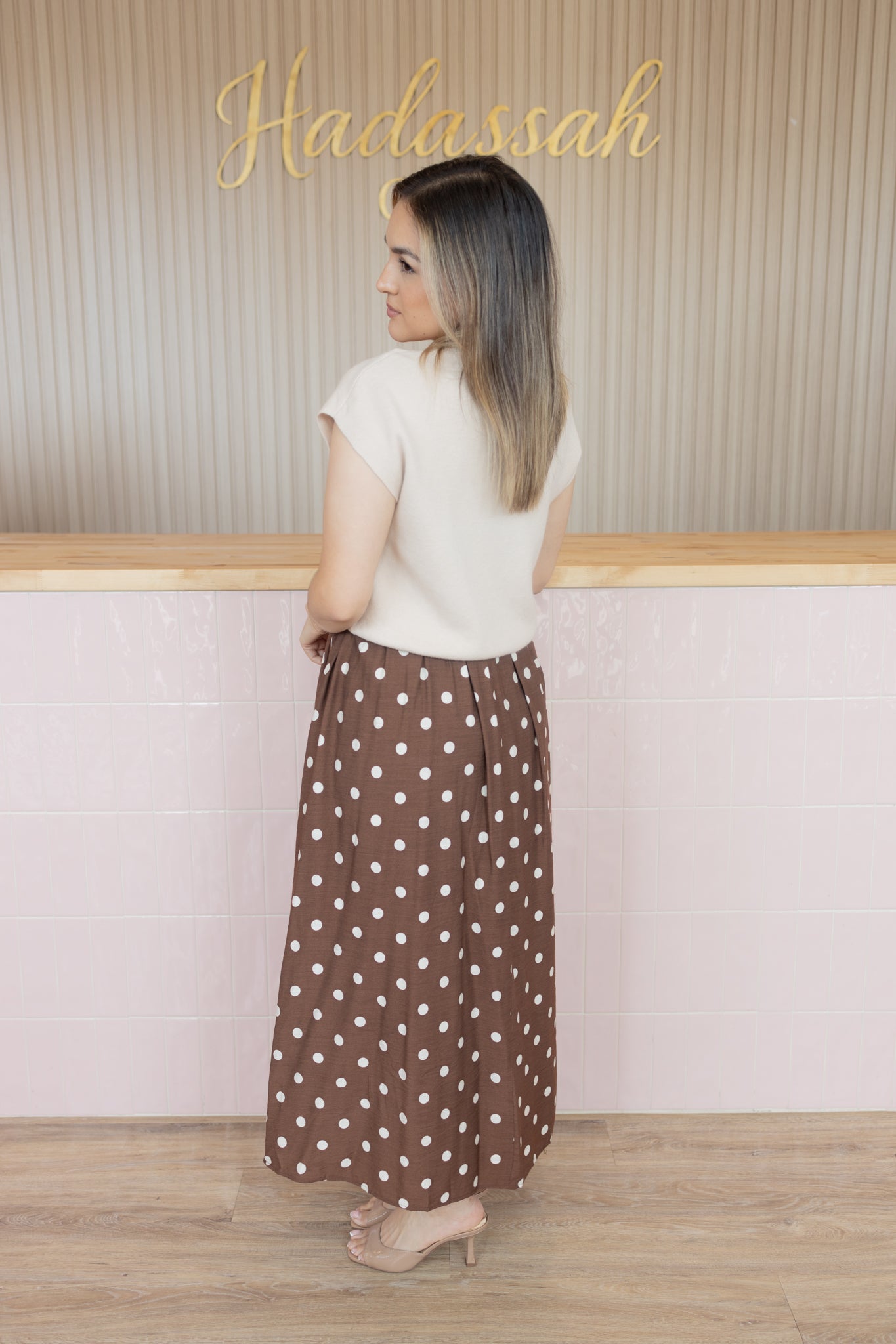 IVY POLK DOT ECRU  DRESS
