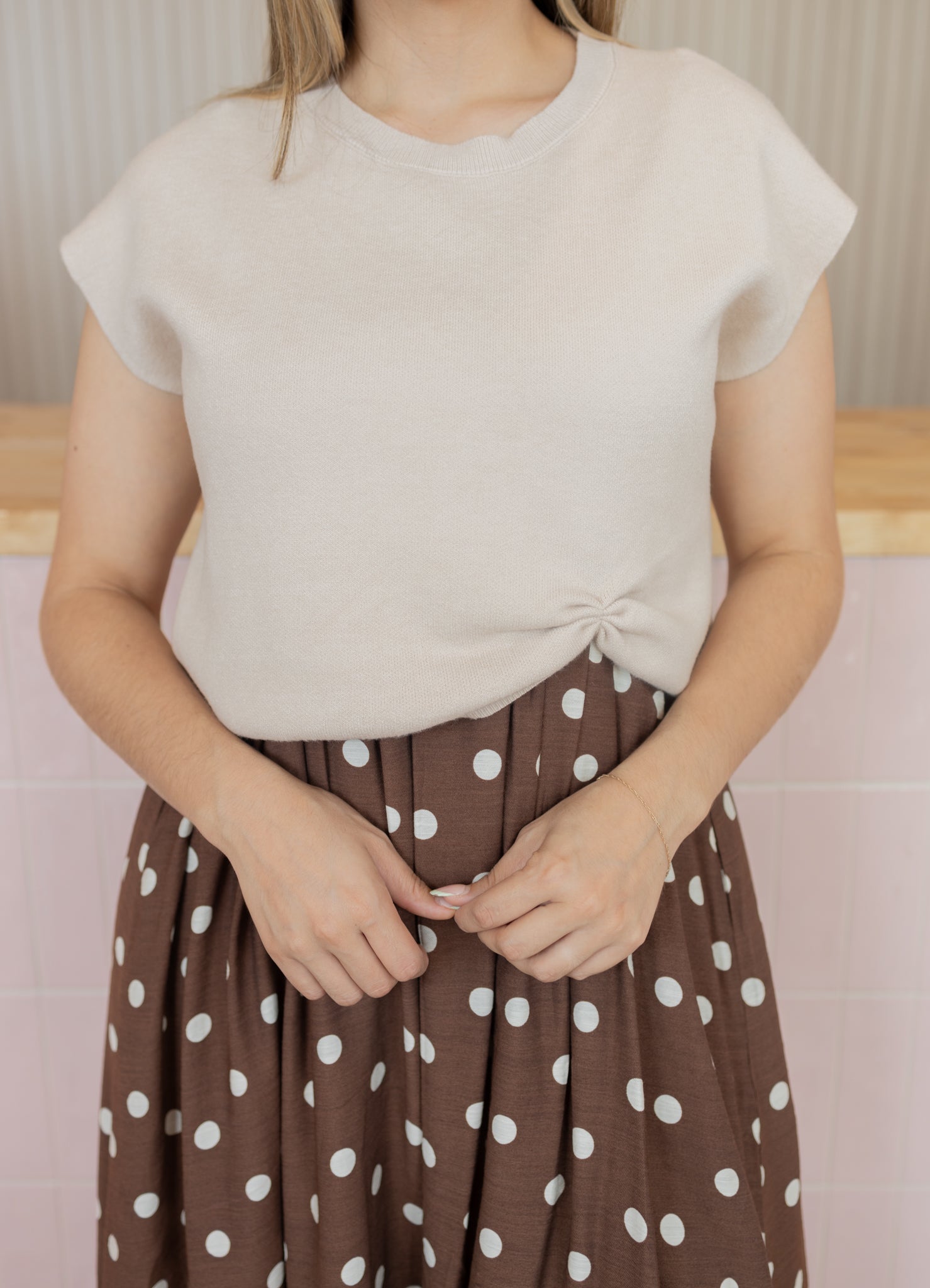 IVY POLK DOT ECRU  DRESS
