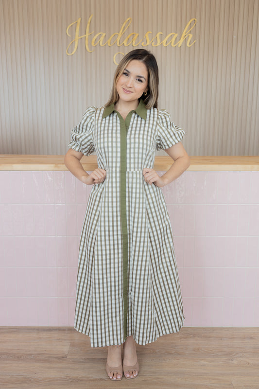 OLIVIA GINGHAM MIDI DRESS