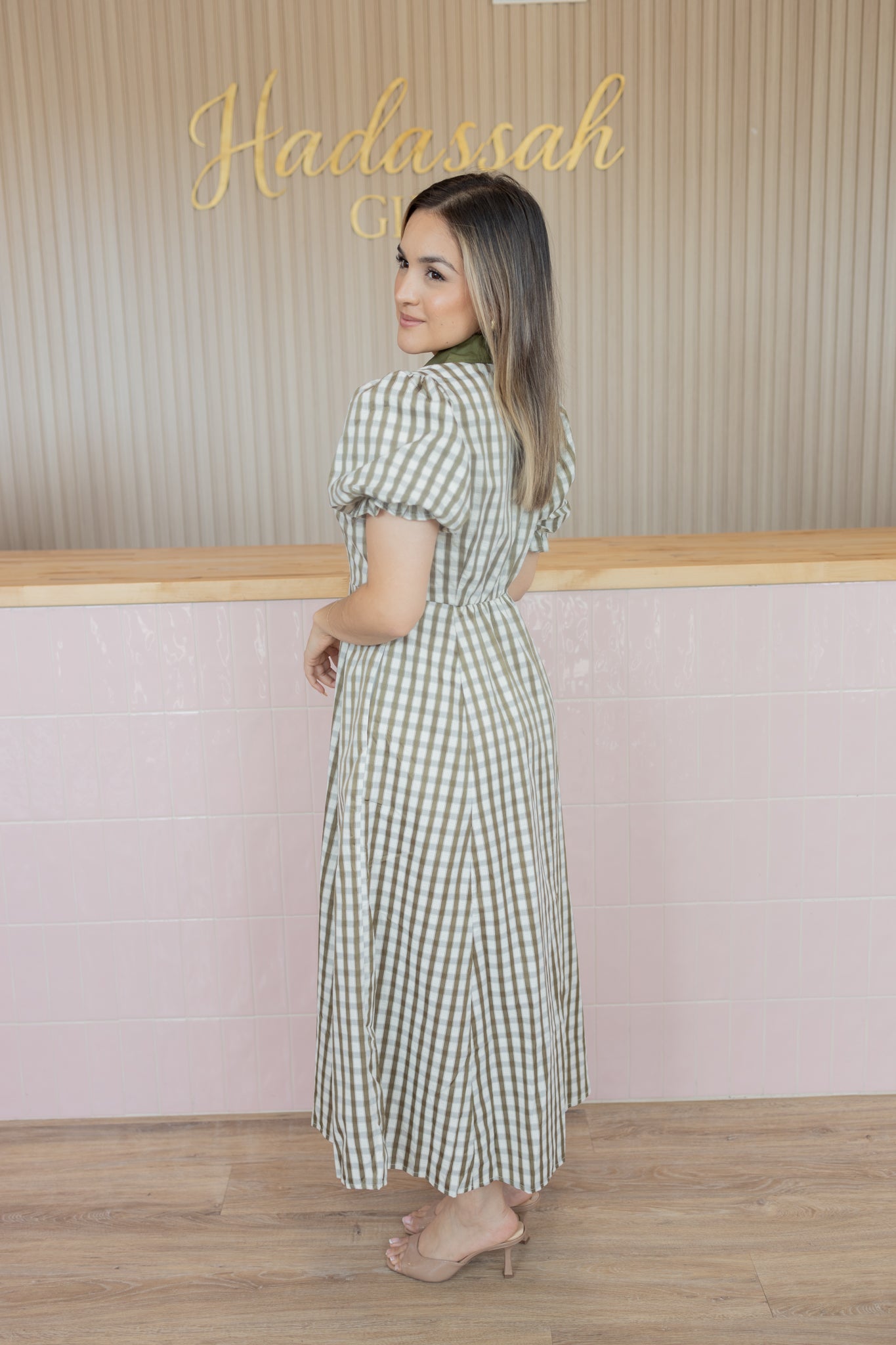 OLIVIA GINGHAM MIDI DRESS