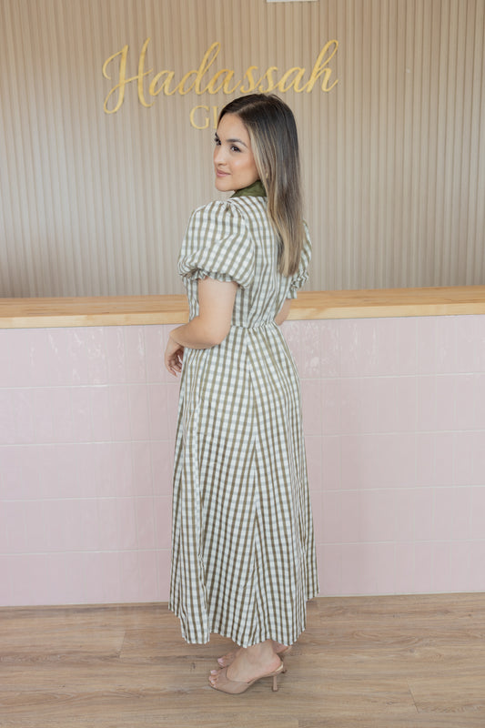 OLIVIA GINGHAM MIDI DRESS