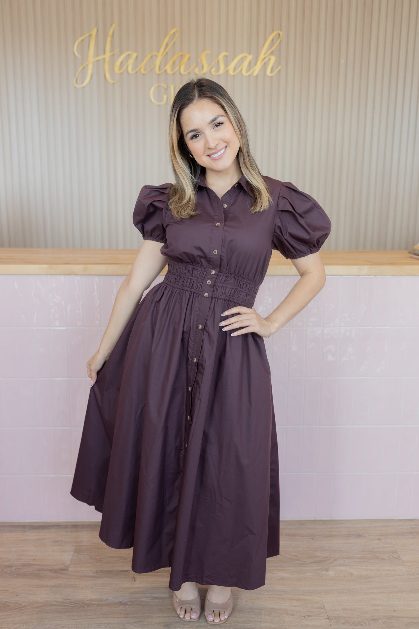 EMMELINE CHOCOLATE MIDI DRESS