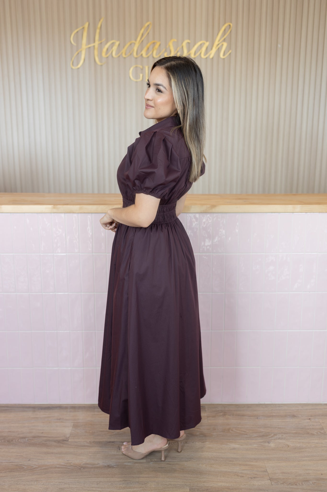 EMMELINE CHOCOLATE MIDI DRESS