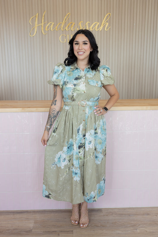 HEATHER OLIVE FLORAL DRESS