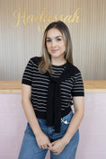 Load image into Gallery viewer, Eleanor strip black sweater top
