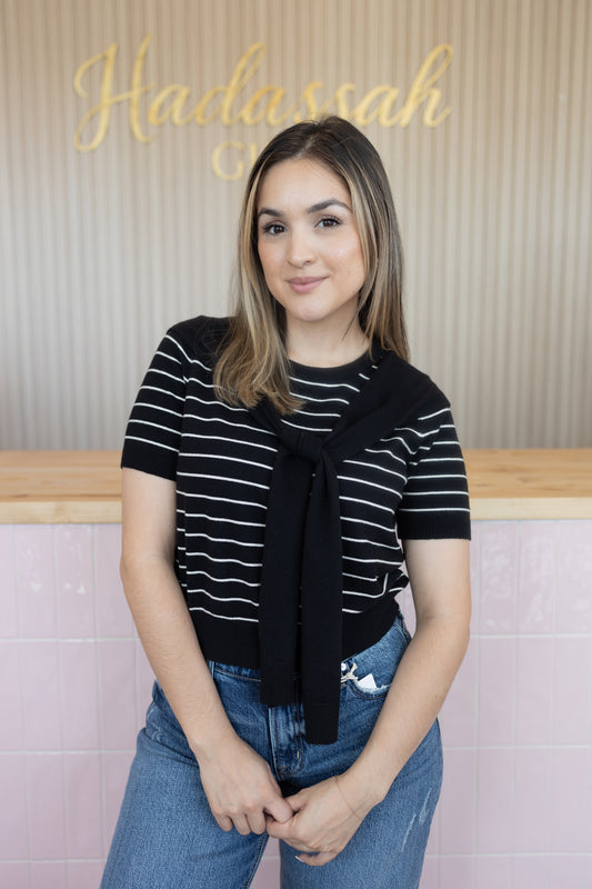 Eleanor strip black sweater top