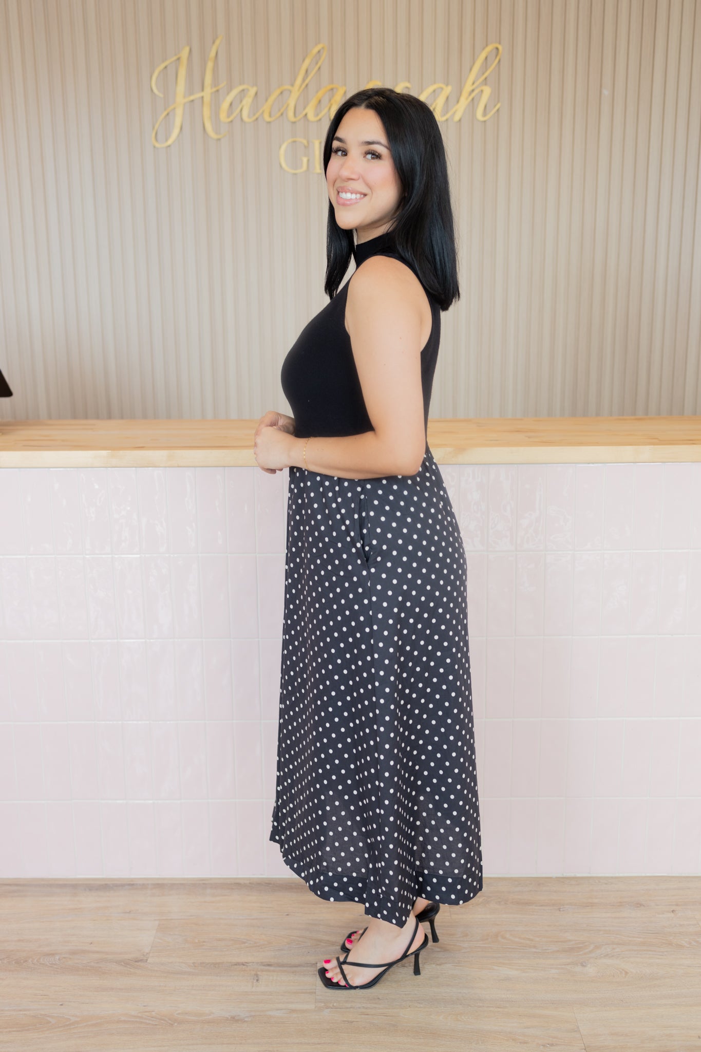 Sadie polka black dress