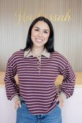 Load image into Gallery viewer, MARGOT WINE STRIPE TOP
