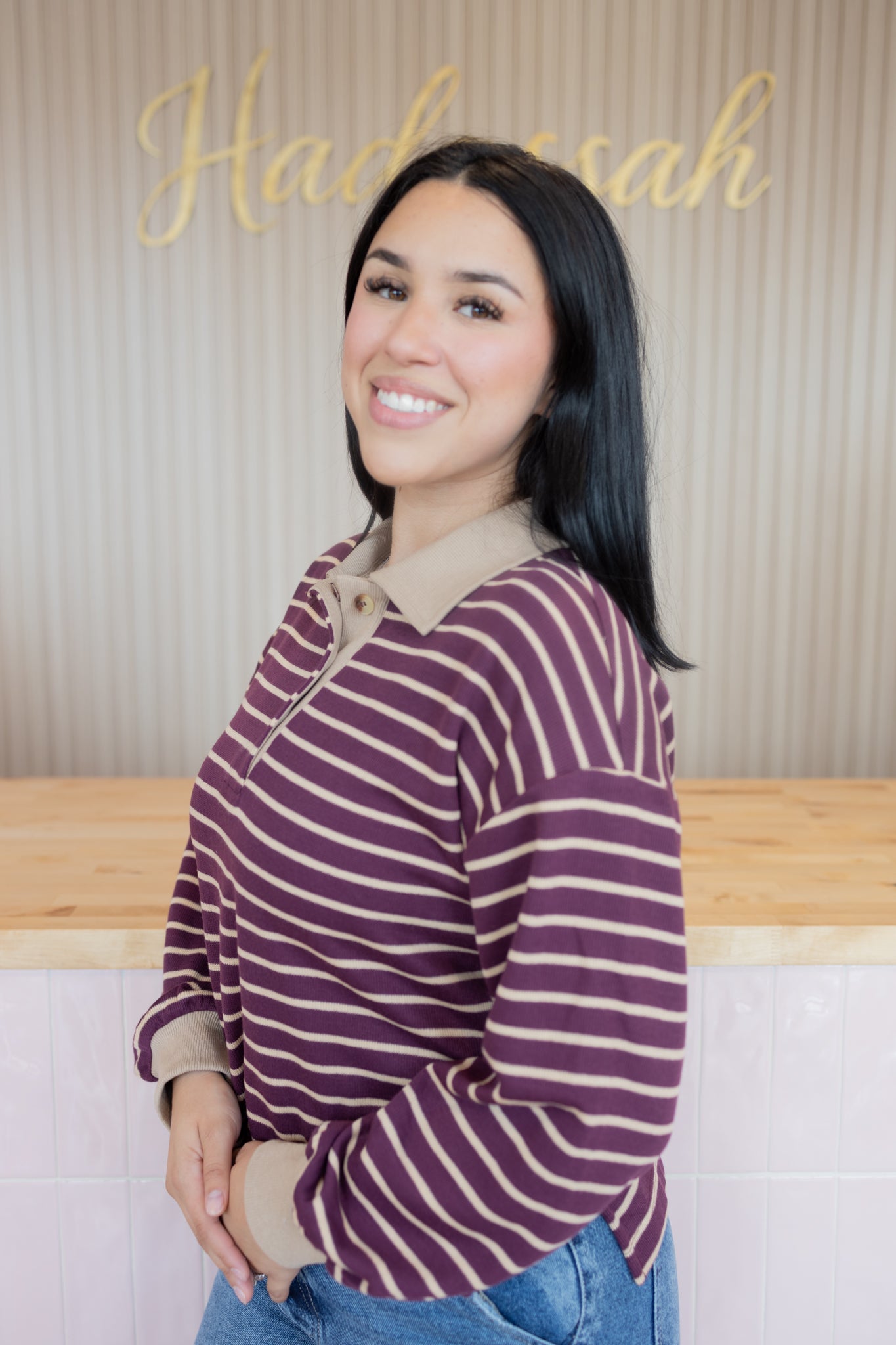 MARGOT WINE STRIPE TOP