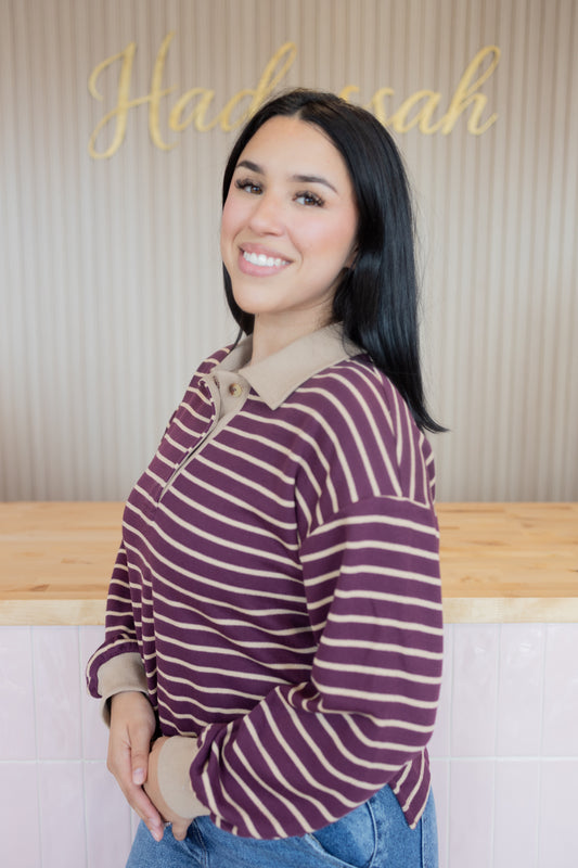 MARGOT WINE STRIPE TOP