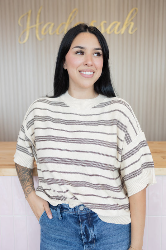 AMELLIA BROWN STRIPE TOP