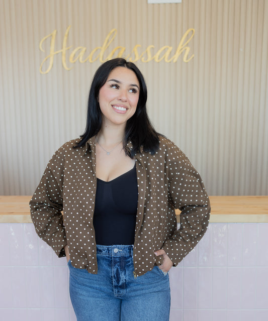 The Bonnie Brown polk dot jacket