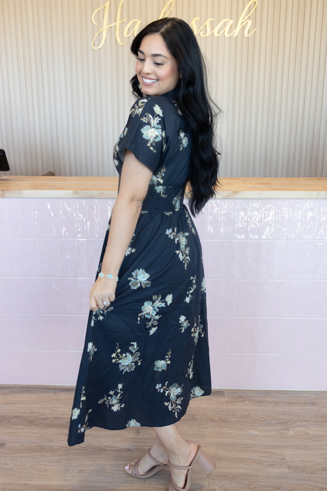 Greece Black Midi Dress