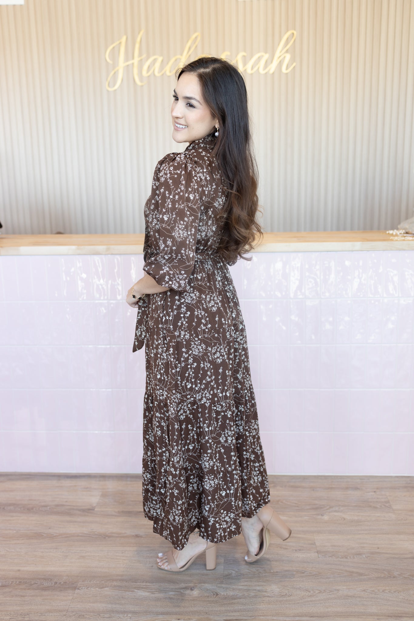 Arelly Brown Floral Dress
