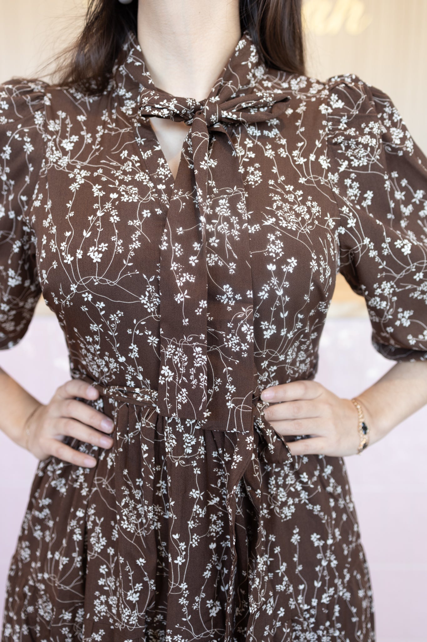 Arelly Brown Floral Dress