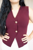 Load image into Gallery viewer, Samira Wine Sweater Vest
