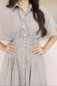 Load image into Gallery viewer, Evelyn Brown Stripe Dress
