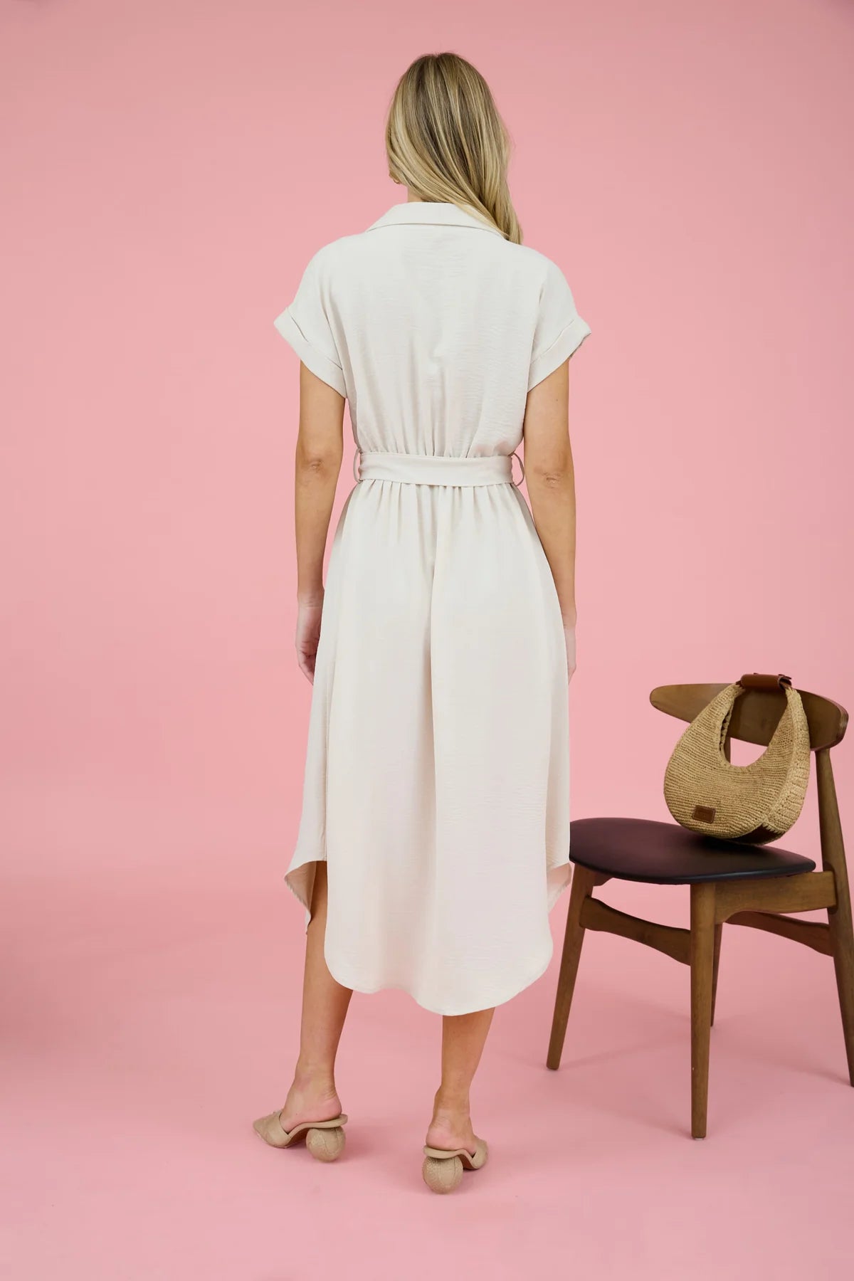 Aza Light-Kaki Midi Dress