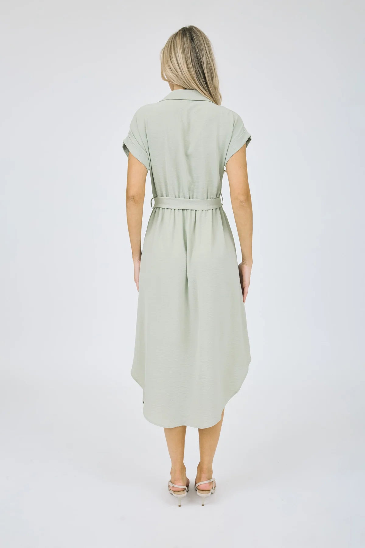 Aza Light-Olive Midi Dress