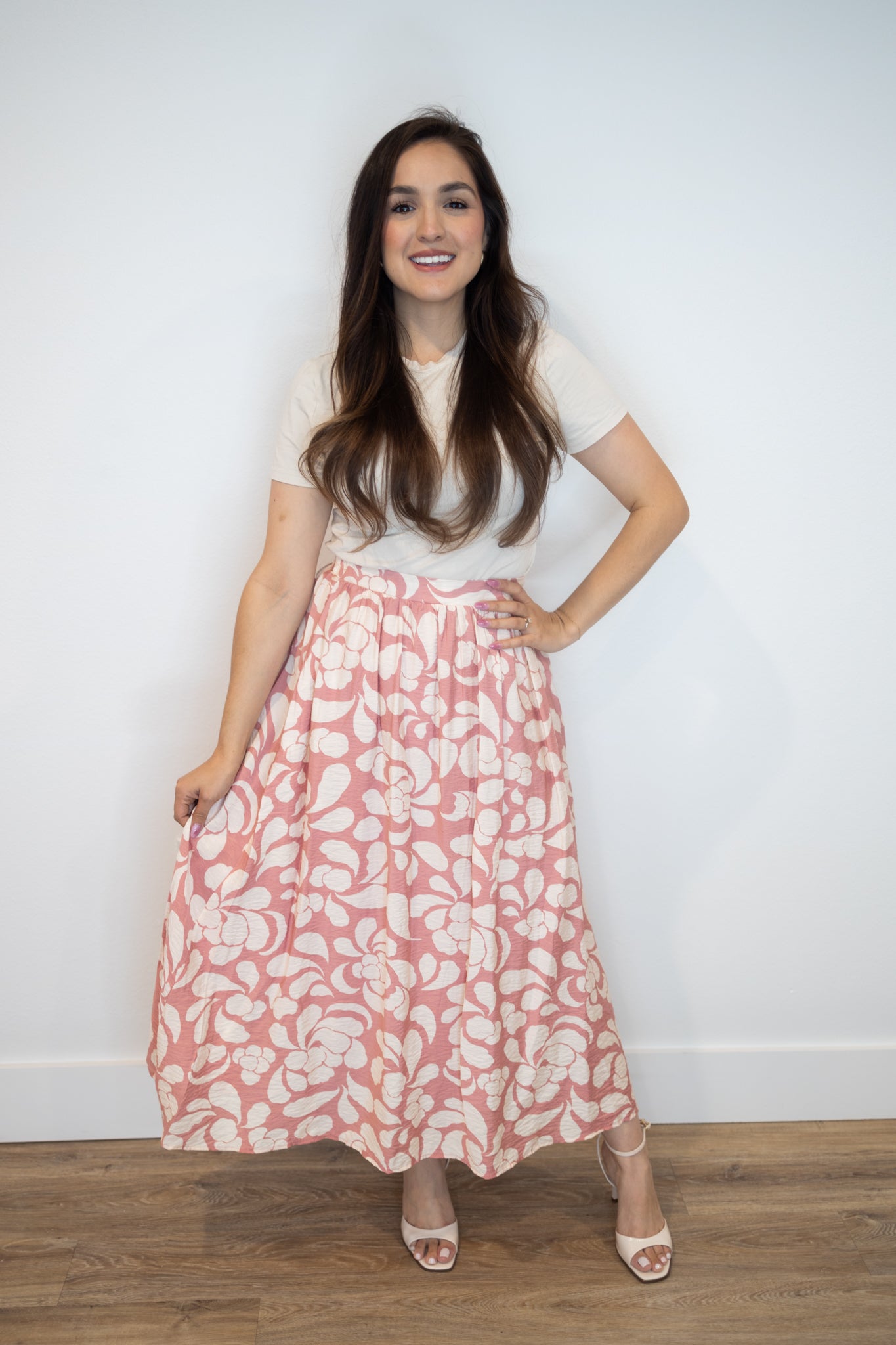 Elle Pink Midi Skirt