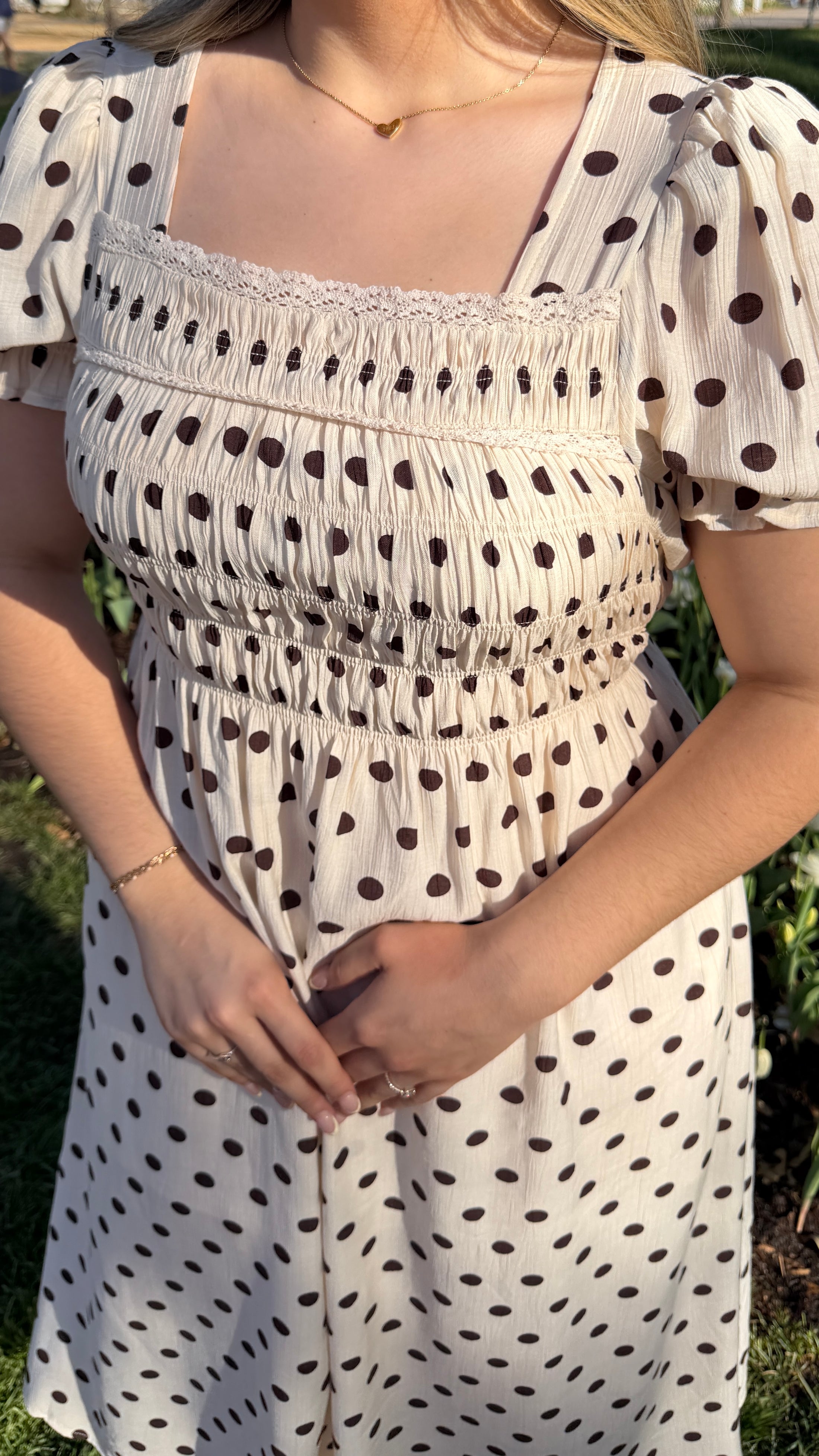 dotty delight brown dress