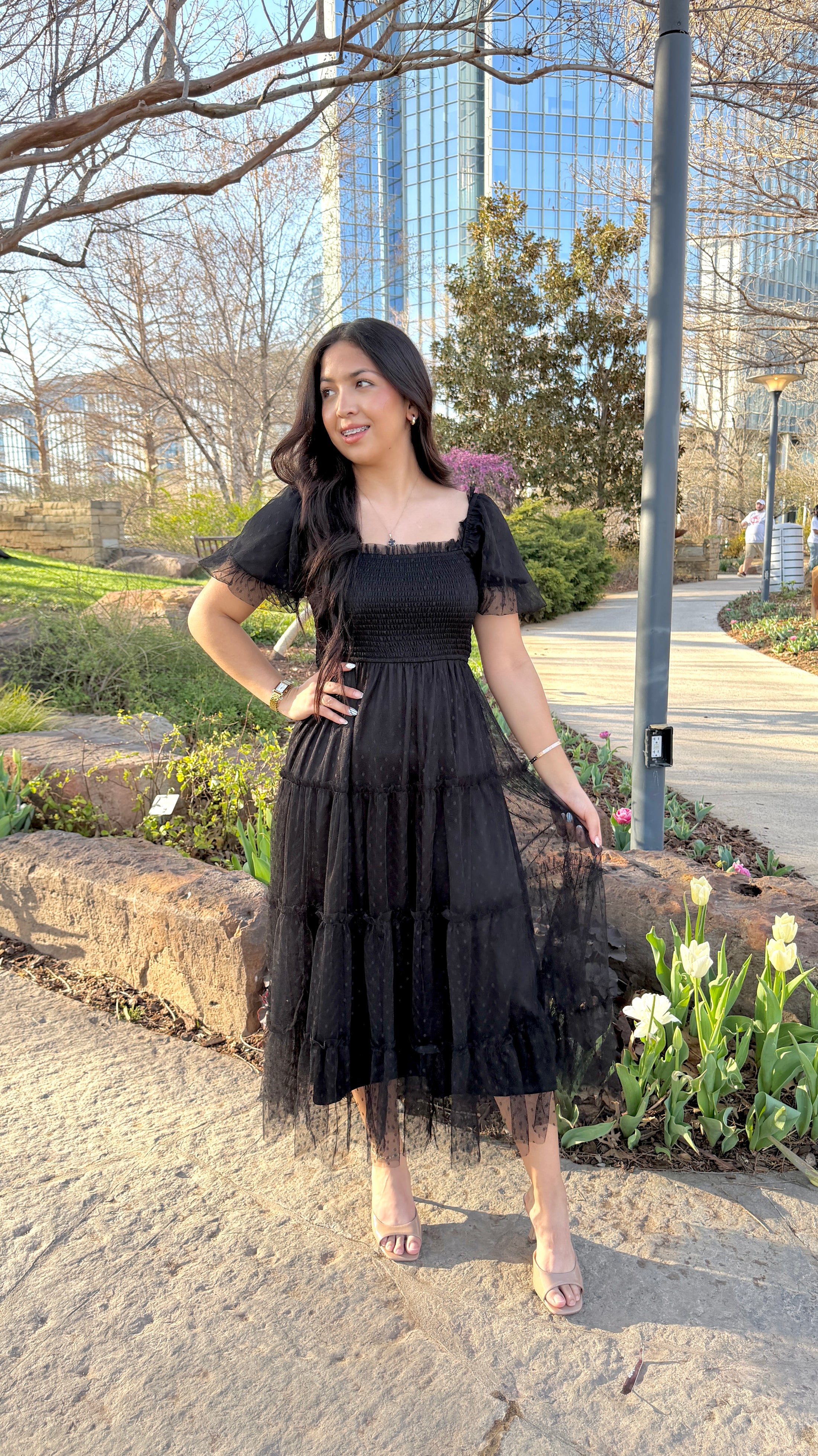 carline black midi dress