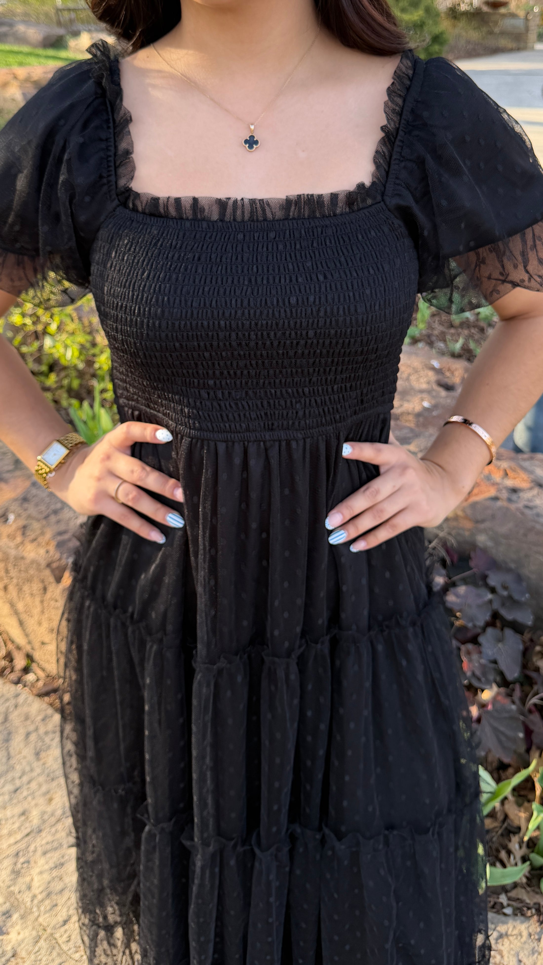 carline black midi dress