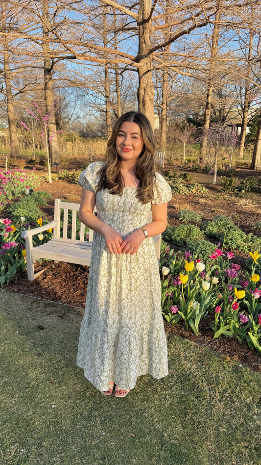 Florance Green Midi Dress